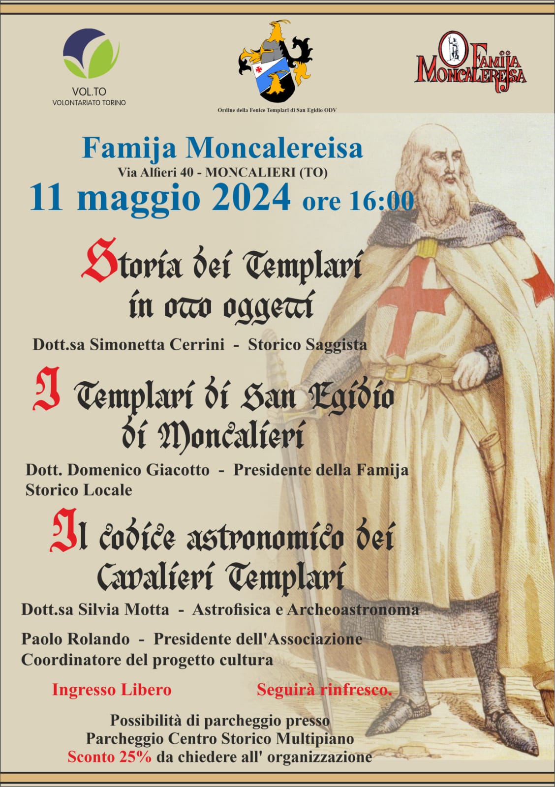 Storia dei Templari presso la Famija Moncalereisa